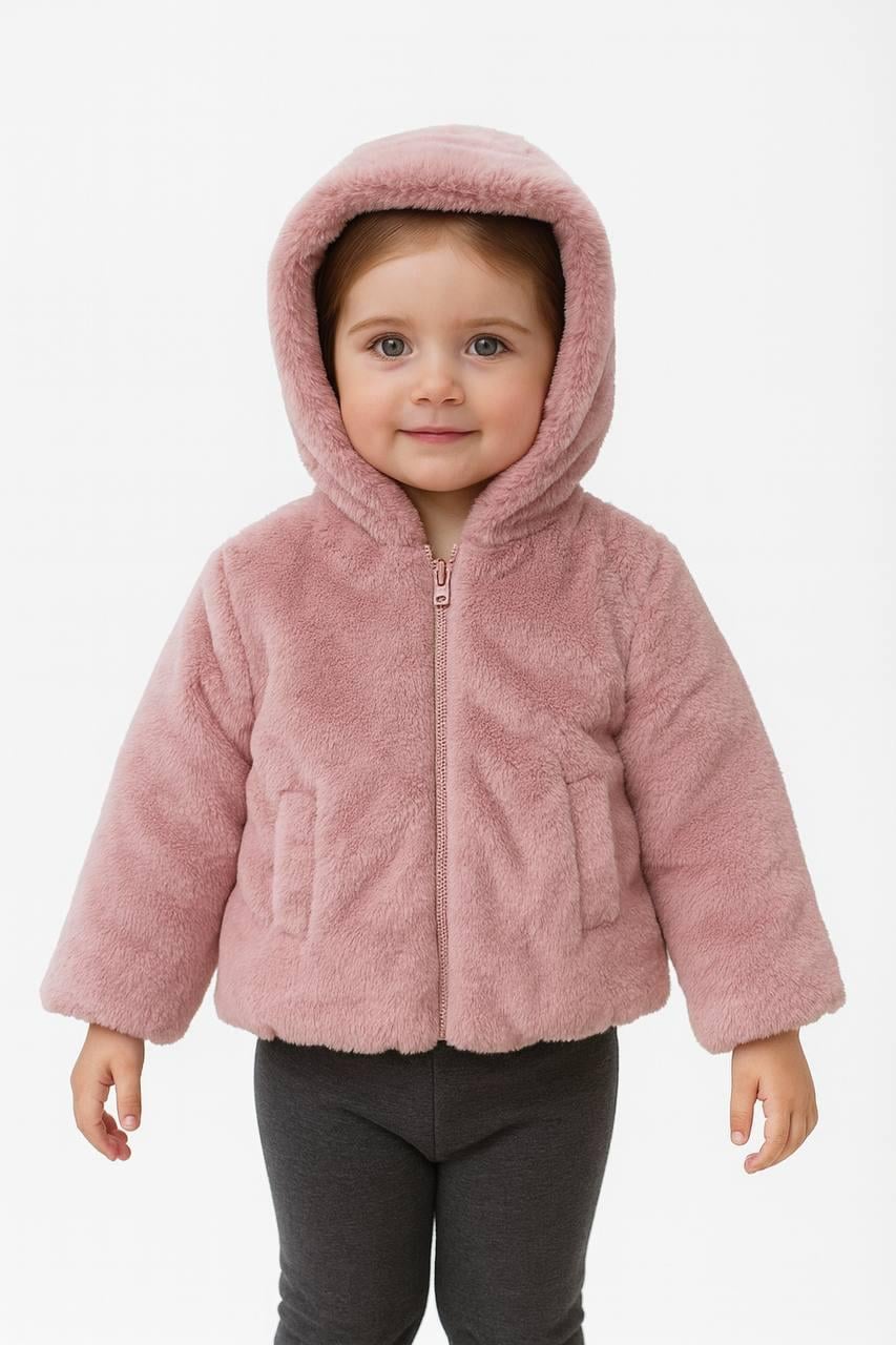Suni Kürklü Peluş Mont Pembe