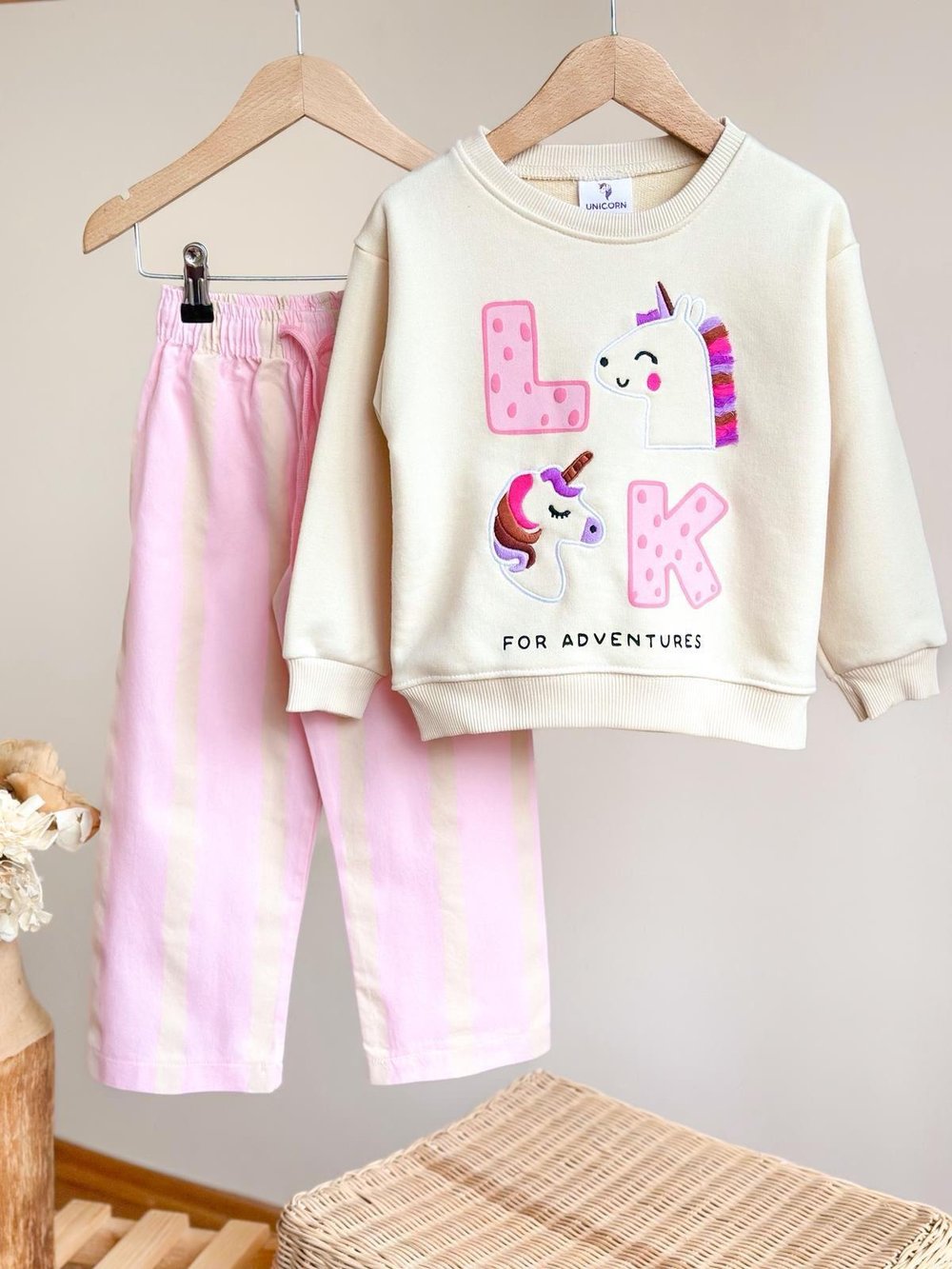 Unicorn Desenli Dokuma Pantolon Takım