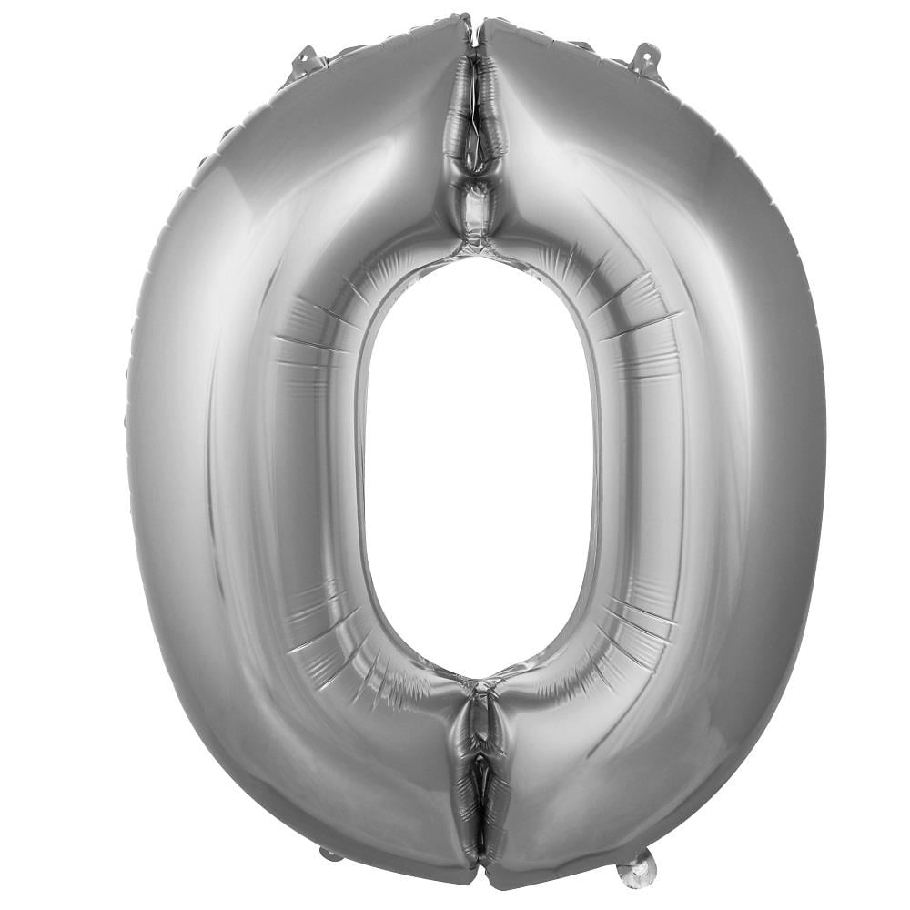 0 Rakam Gümüş Folyo Balon 16''- 36 cm