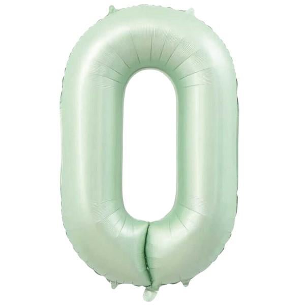 0 Rakam Retro Yeşil Folyo Balon 34''- 76 cm