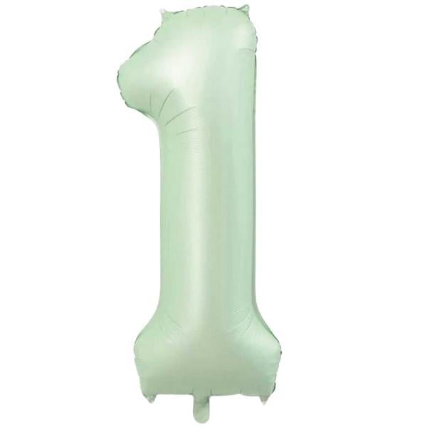 1 Rakam Retro Yeşil Folyo Balon 34''- 76 cm