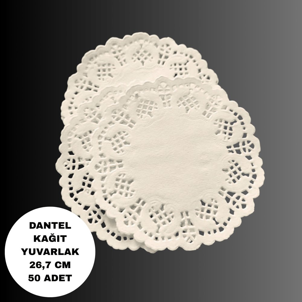 26,7 cm Yuvarlak Dantel Kâğıt Pasta & Sunum Altlığı 50 adet