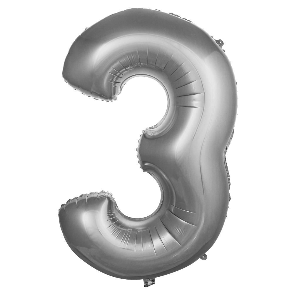 3 Rakam Gümüş Folyo Balon 40