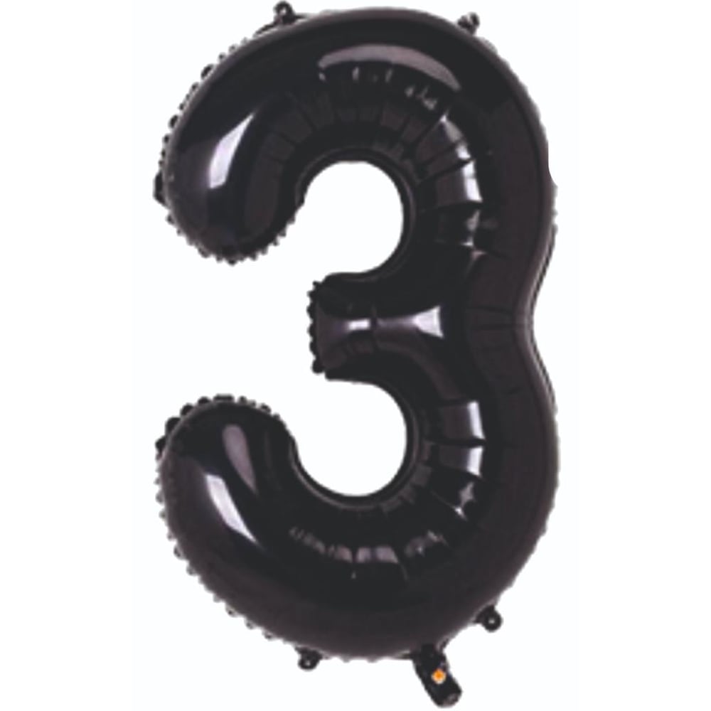 3 Rakam Siyah Folyo Balon 34''- 76 cm