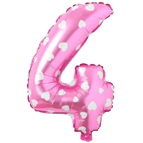 4 Rakam Pembe Kalpli Folyo Balon 16''- 36 cm