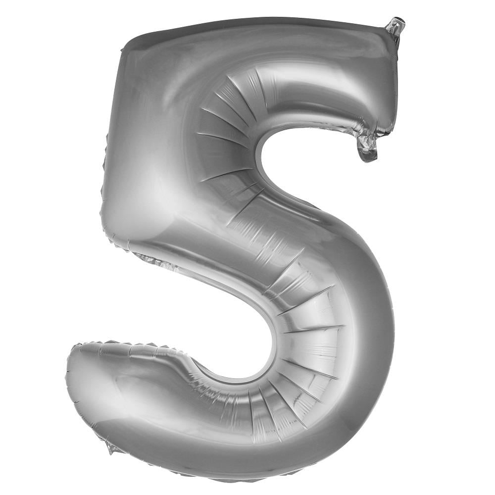 5 Rakam Gümüş Folyo Balon 40