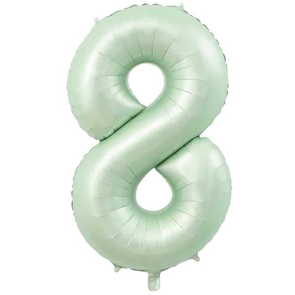 8 Rakam Retro Yeşil Folyo Balon 34''- 76 cm
