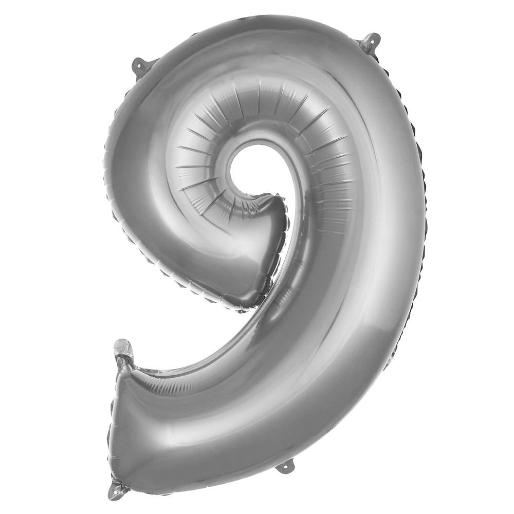 9 Rakam Gümüş Folyo Balon 40