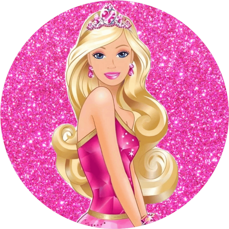 Barbie Yuvarlak Pasta Yenilebilir Resim Baskı 20 cm 