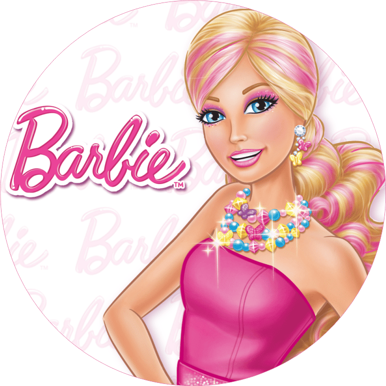 Barbie Yuvarlak Pasta Yenilebilir Resim Baskı 20 cm 