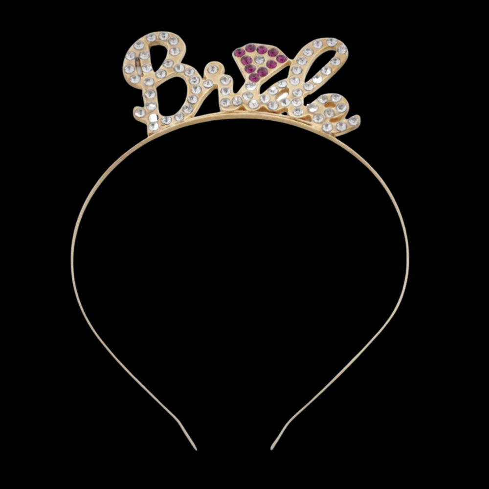 Bride Altın Renkli Taşlı Metal Taç