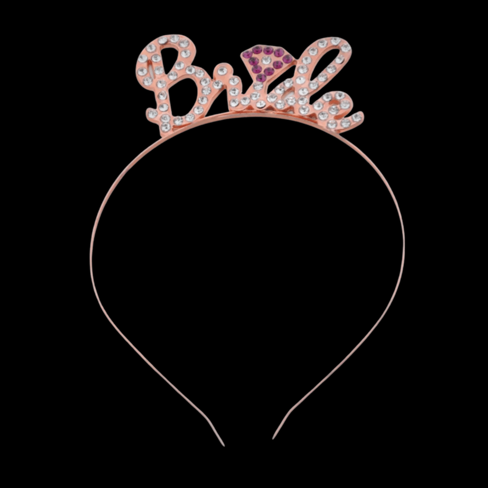 Bride Rose Gold Renkli Taşlı Metal Taç