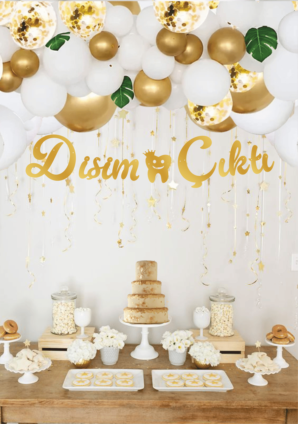 Dişim Çıktı Altın Kaligrafi Banner