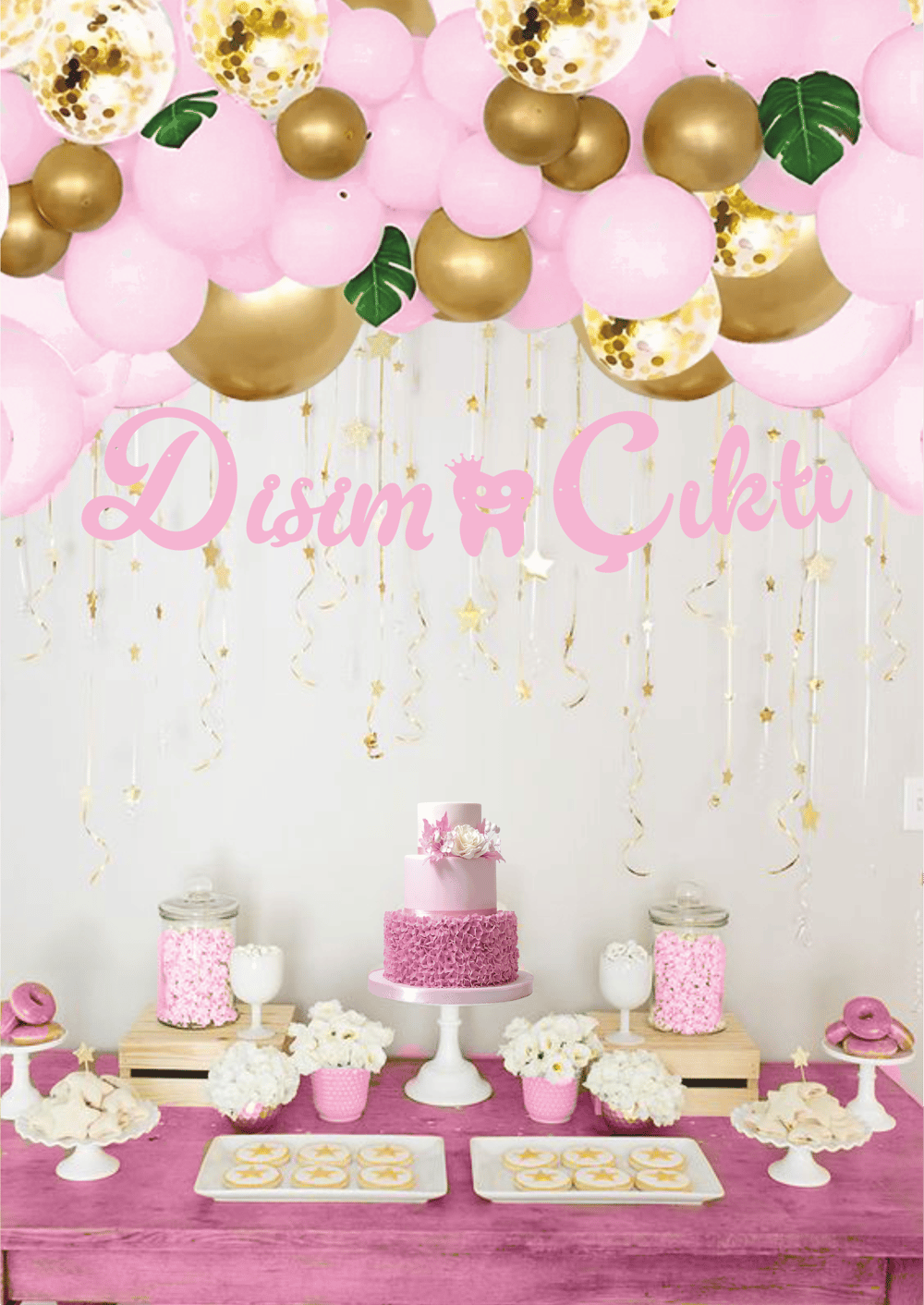 Dişim Çıktı Pembe Kaligrafi Banner