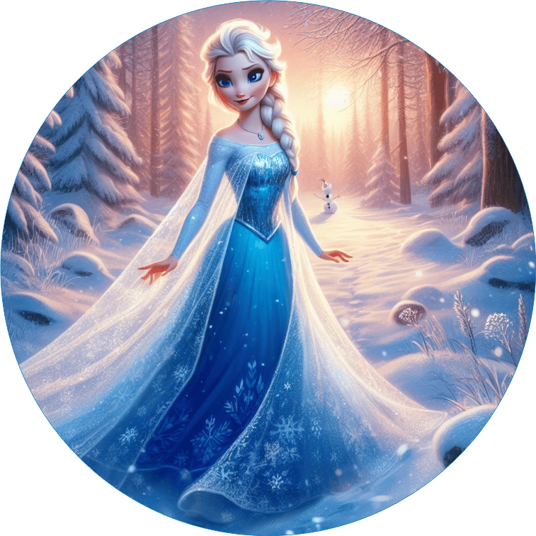 Frozen Yuvarlak Pasta Yenilebilir Resim Baskı 20 cm 