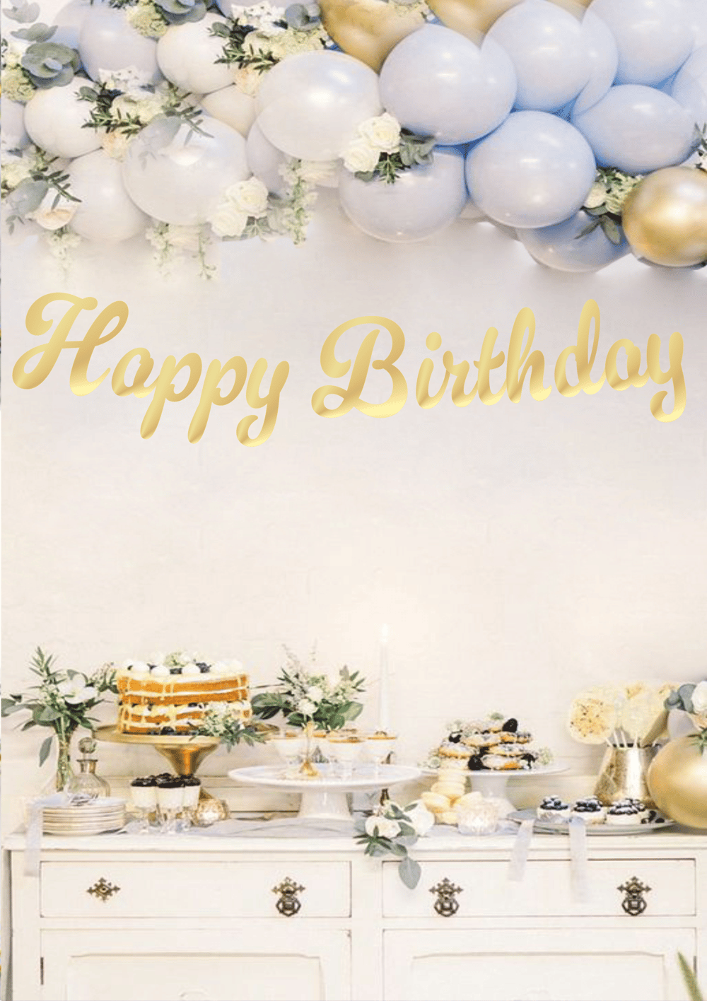 Happy Birthday Altın Kaligrafi Banner