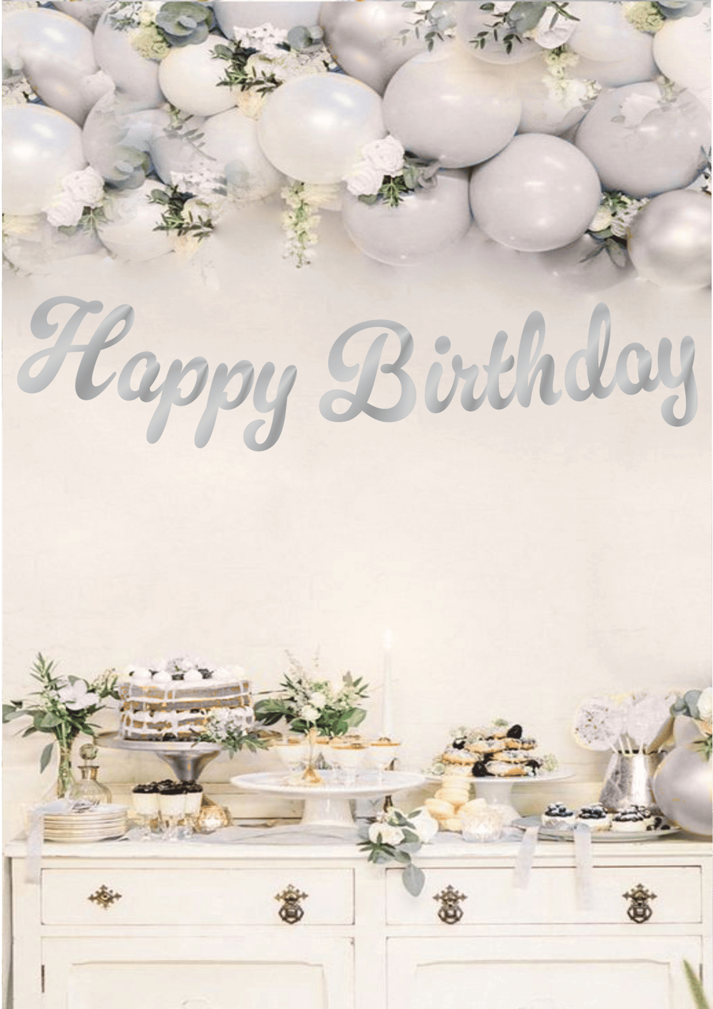 Happy Birthday Gümüş Kaligrafi Banner
