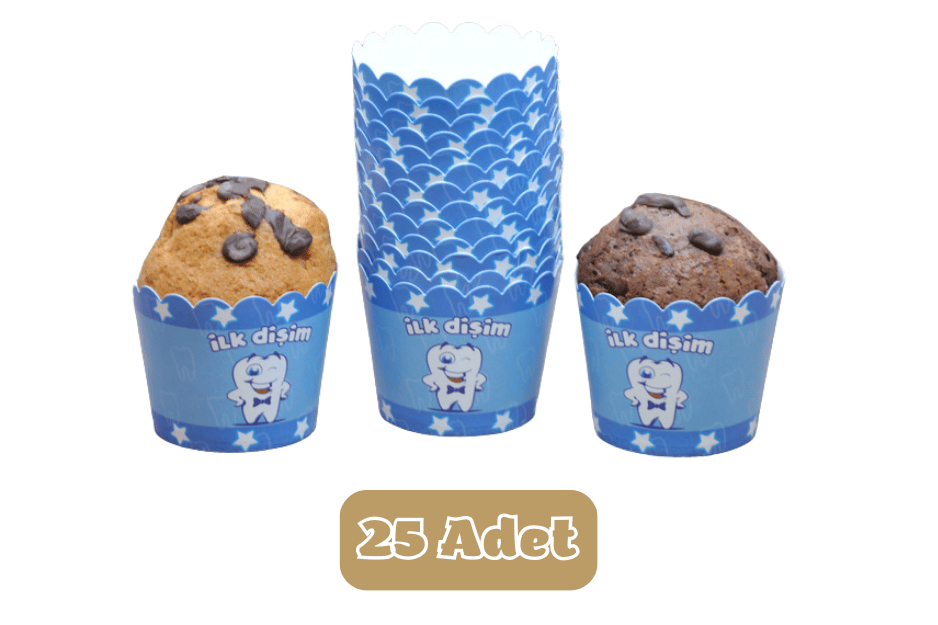 İlk Dişim Mavi Temalı Cupcake Muffin Kalıbı