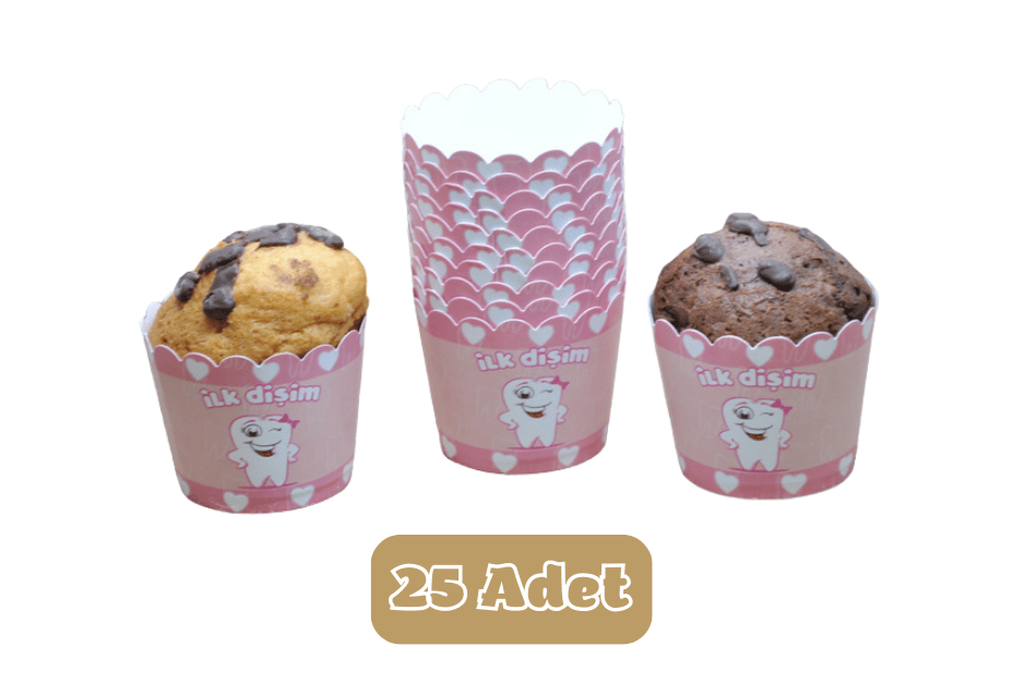 İlk Dişim Pembe Temalı Cupcake Muffin Kalıbı