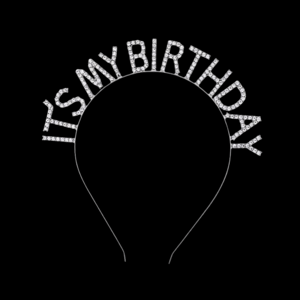 Its My Birthday Gümüş Renkli Taşlı Metal Taç