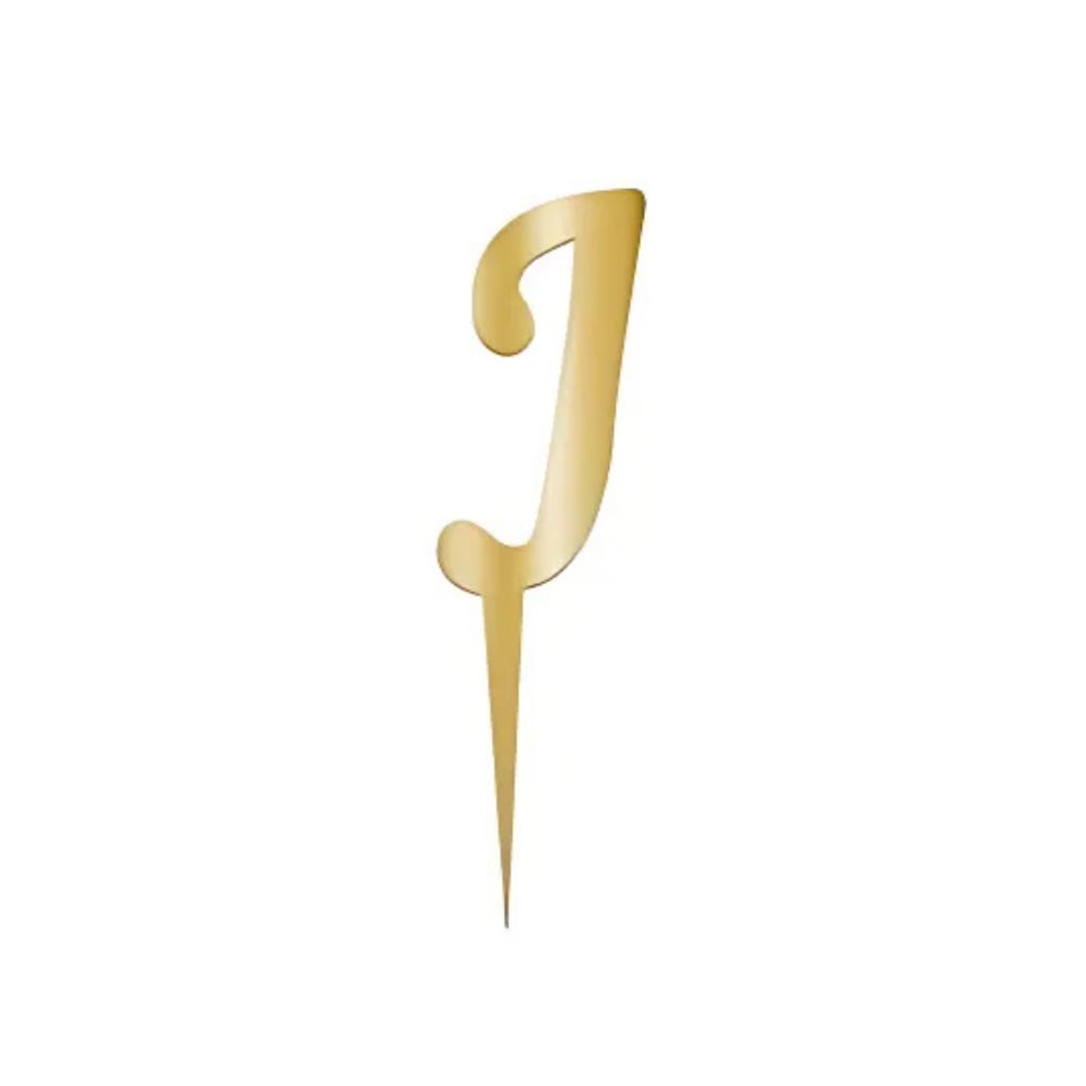 J Harfi Altın Pleksi Pasta Süsü 7 cm