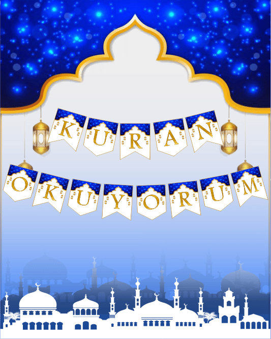 Kuran Okuyorum Mavi Temalı Uzar Yazı Banner
