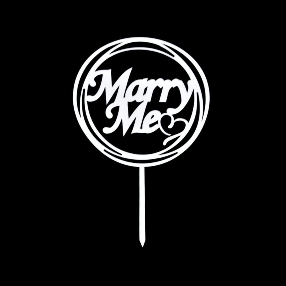 Marry Me Gümüş Pleksi Pasta Süsü