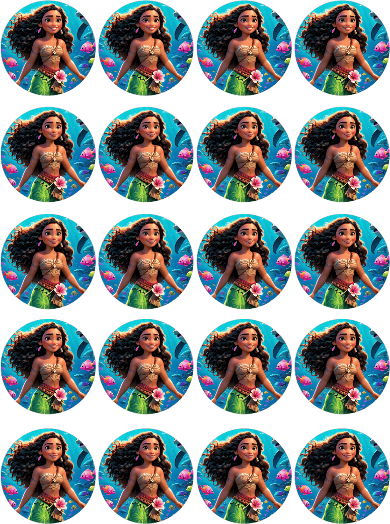 Moana Yenilebilir Yuvarlak Kurabiye Resim Baskı
