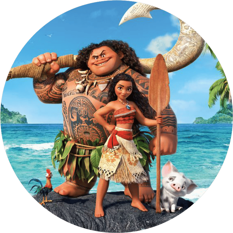 Moana Yuvarlak Pasta Yenilebilir Resim Baskı 20 cm 