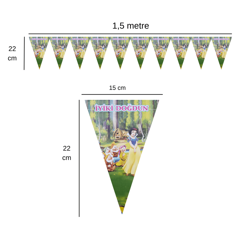 Pamuk Prenses İyiki Doğdun Temalı Flama Bayrak Set Süs