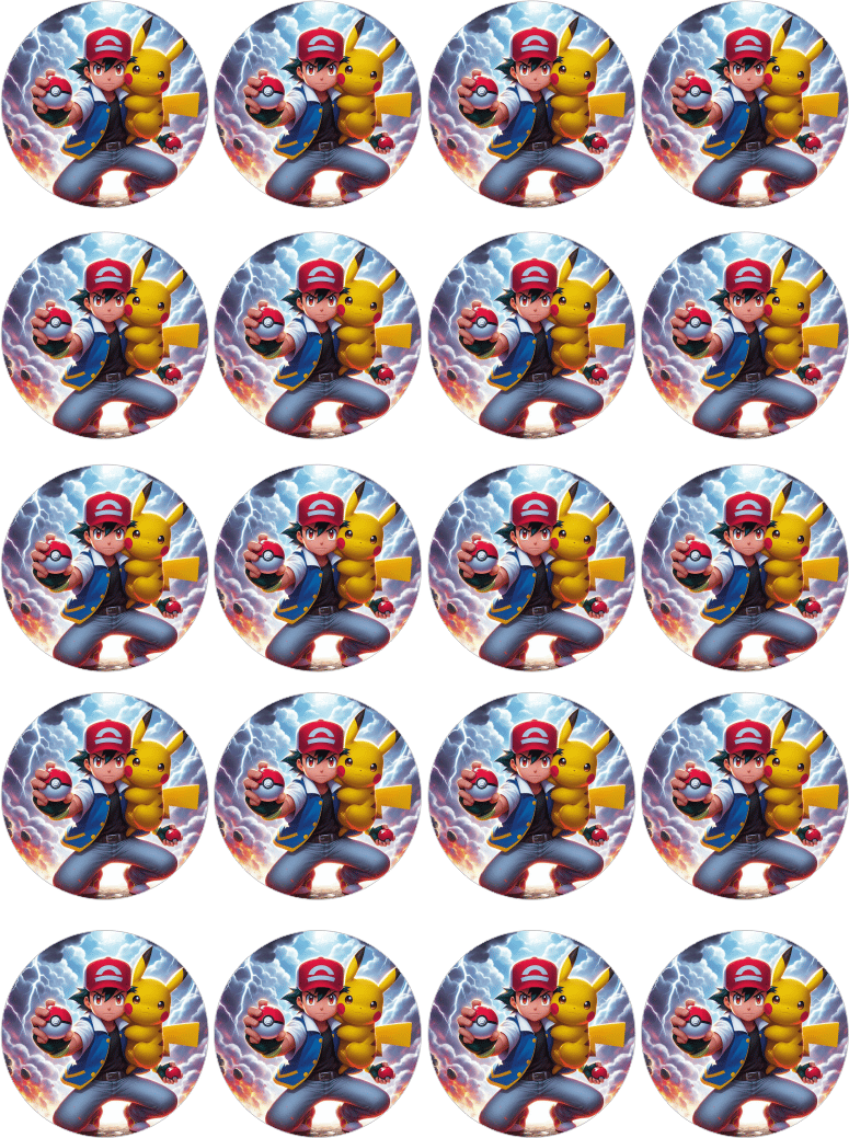 Pokemon Yenilebilir Yuvarlak Kurabiye Resim Baskı