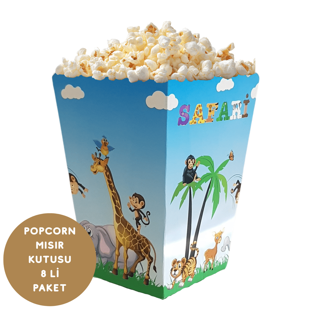 Popcorn Mısır Kutusu Safari Temalı 8 li Paket