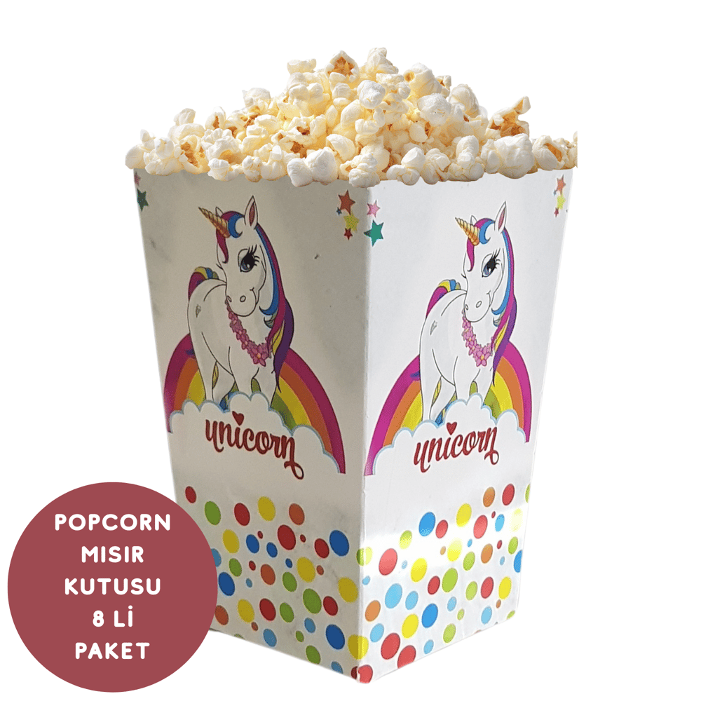 Popcorn Mısır Kutusu Unicorn Temalı 8 li Paket