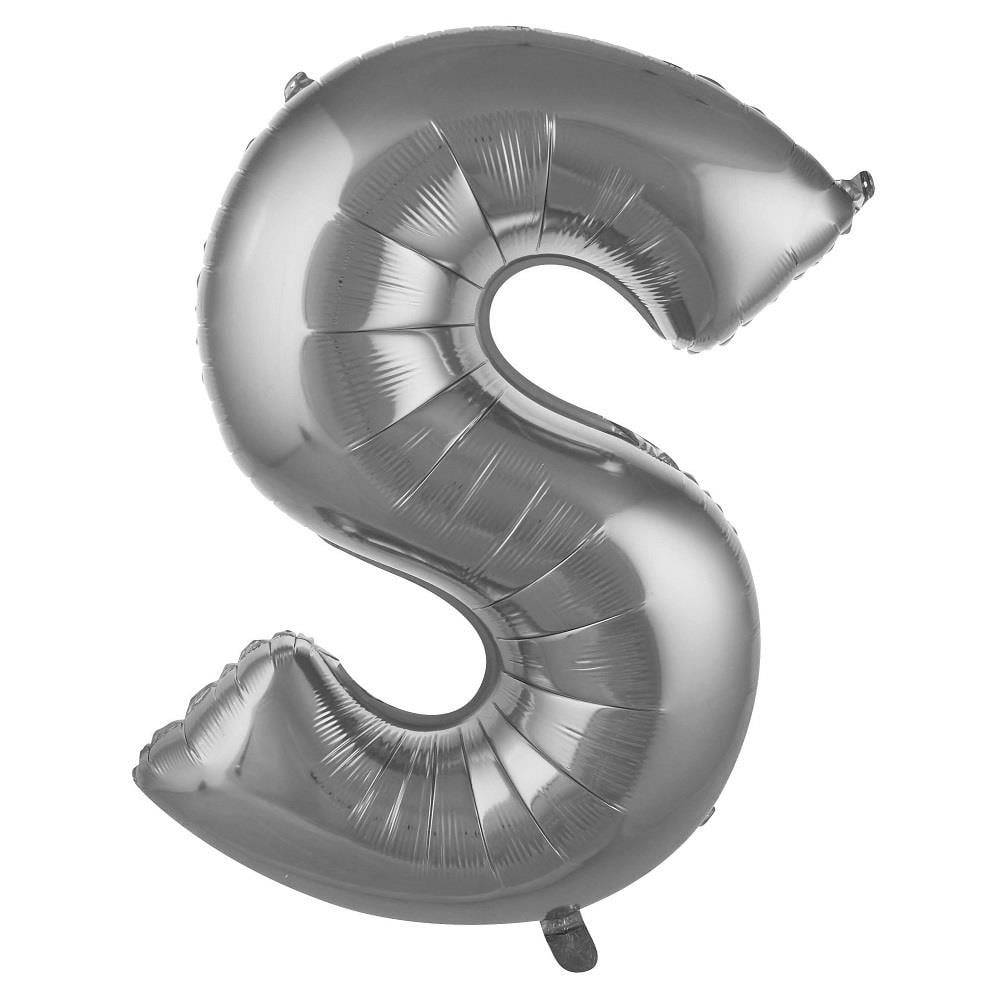S Harfi Gümüş Folyo Balon 34