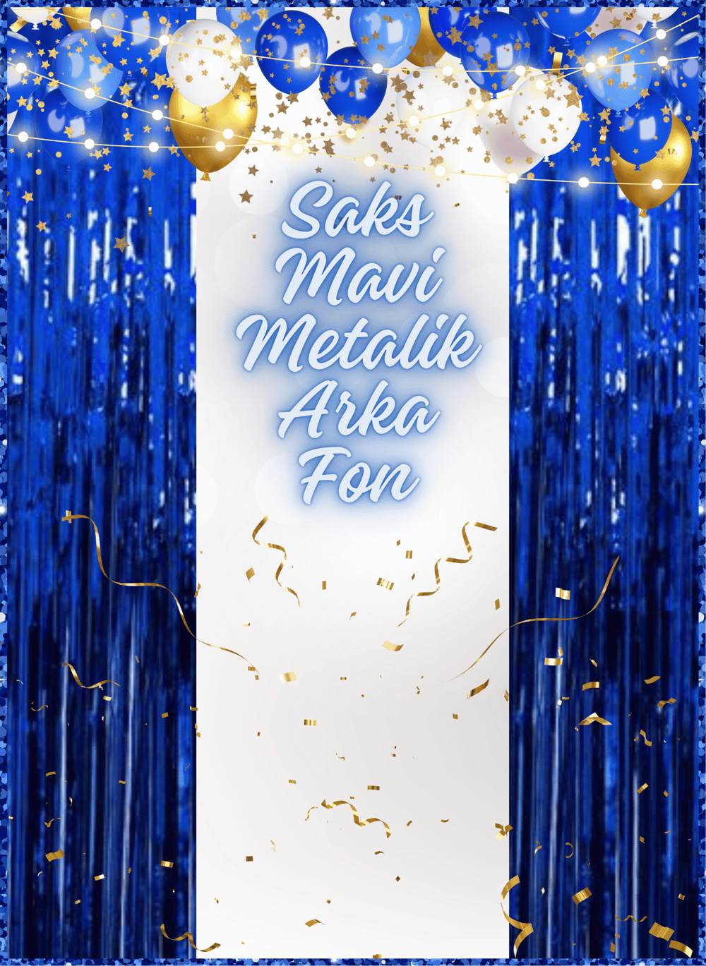 Saks Mavi Metalize Püskül Arka Fon 100*200 cm