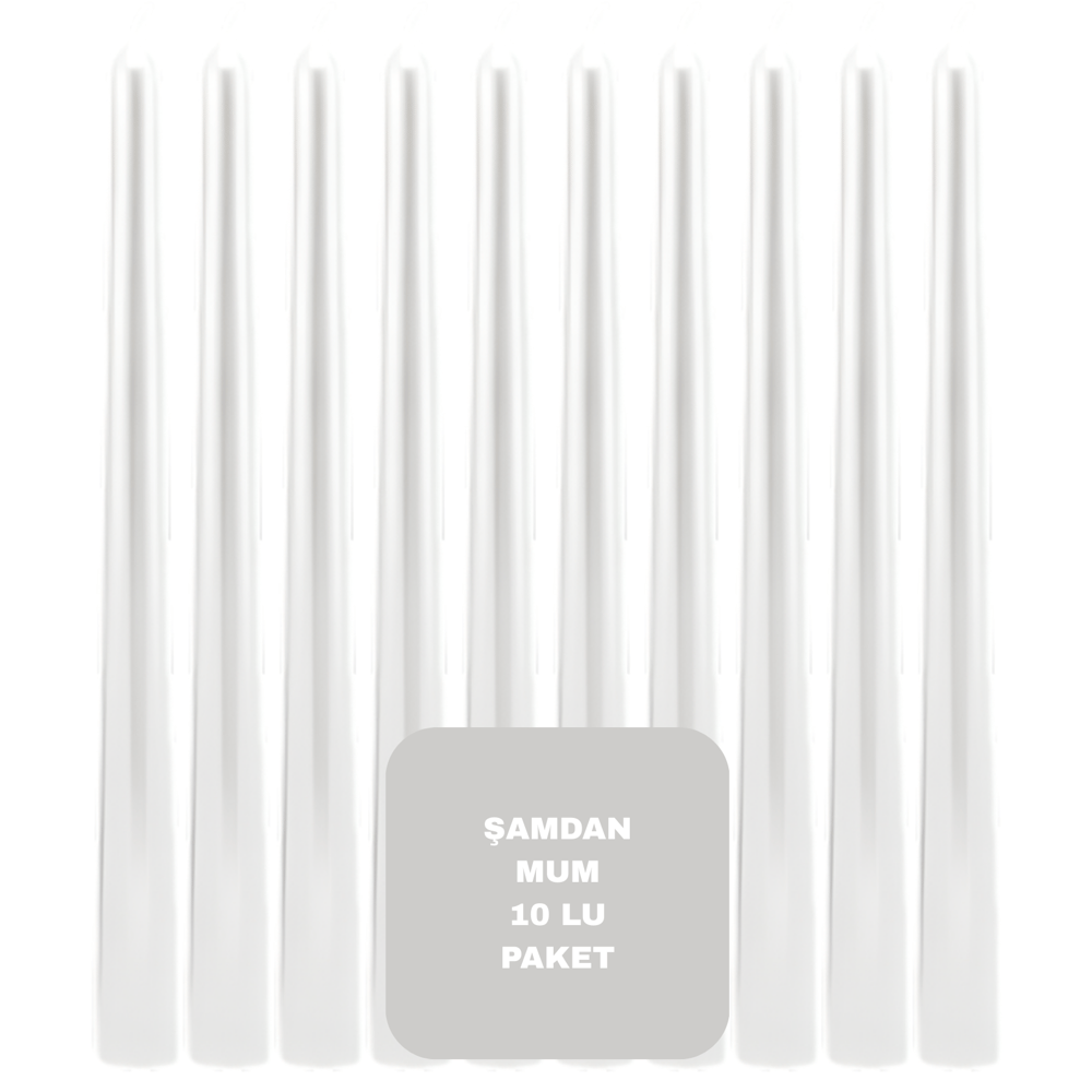 Sedef Renkli Şamdan Mum 10 Lu Paket 25 cm