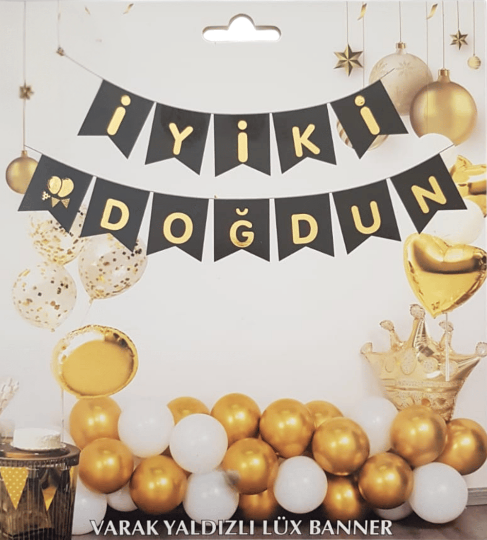 Siyah Altın Yaldızlı İyiki Doğdun Uzar Banner