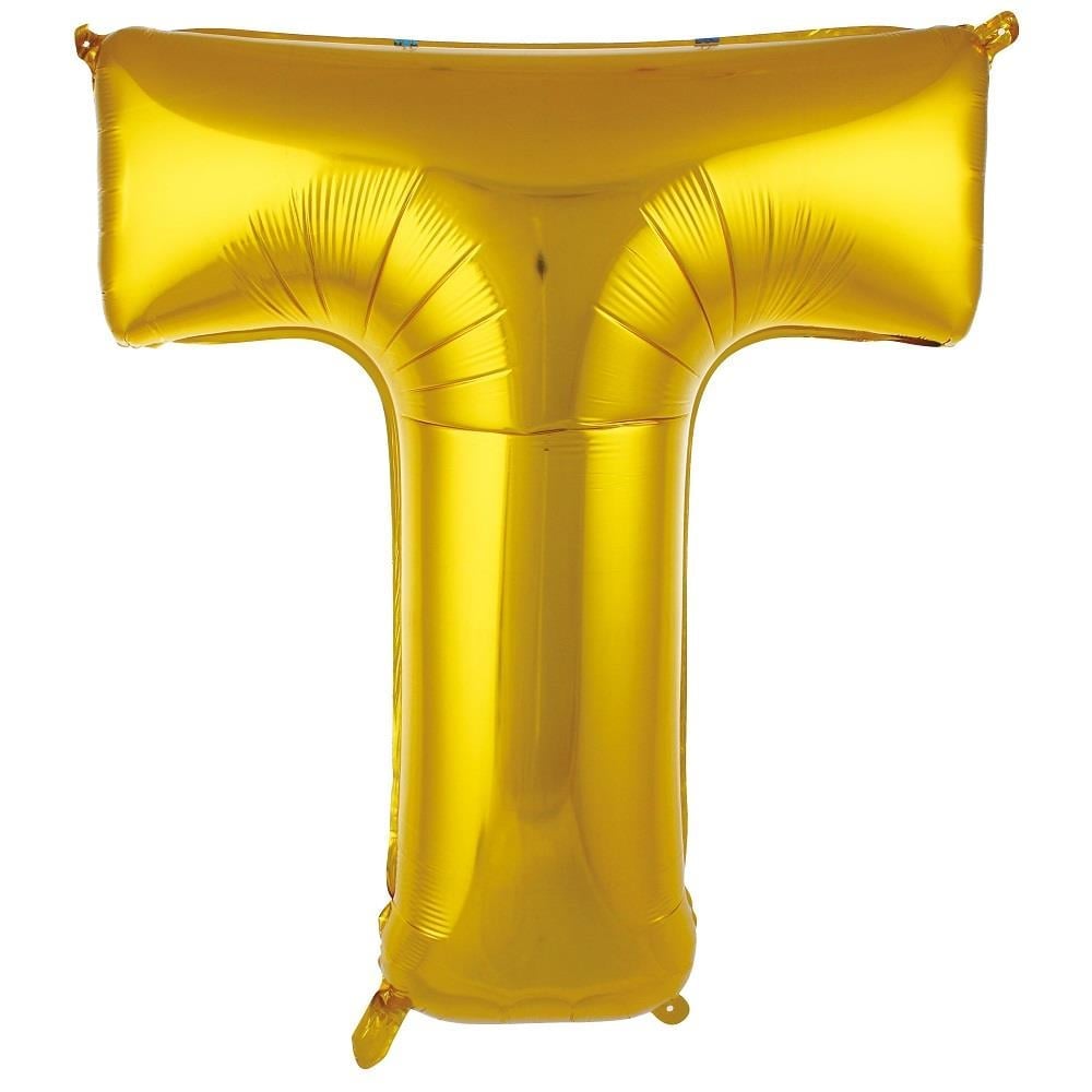T Harfi Altın Folyo Balon 34