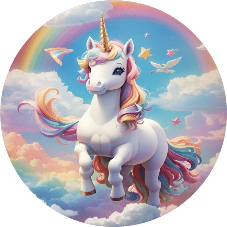 Unicorn Yuvarlak Pasta Yenilebilir Resim Baskı 20 cm 