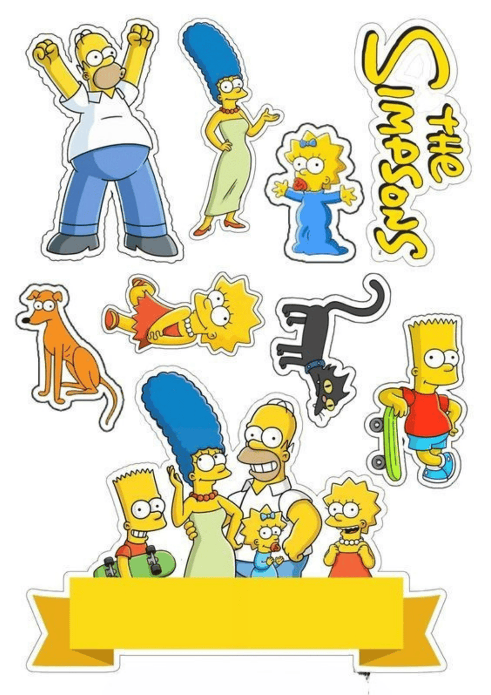 Yenilebilir Şekerli Kağıt Baskısı Cupcake ve Pasta Resim Baskı Simpsons Temalı 82