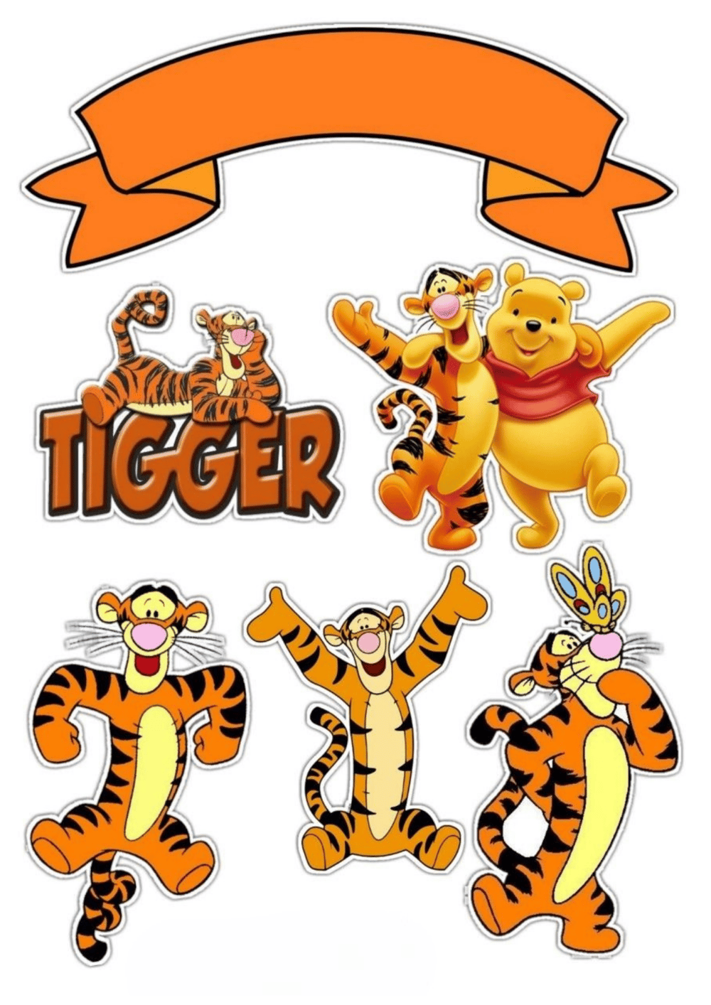 Yenilebilir Şekerli Kağıt Baskısı Cupcake ve Pasta Resim Baskı Tigger Temalı 81