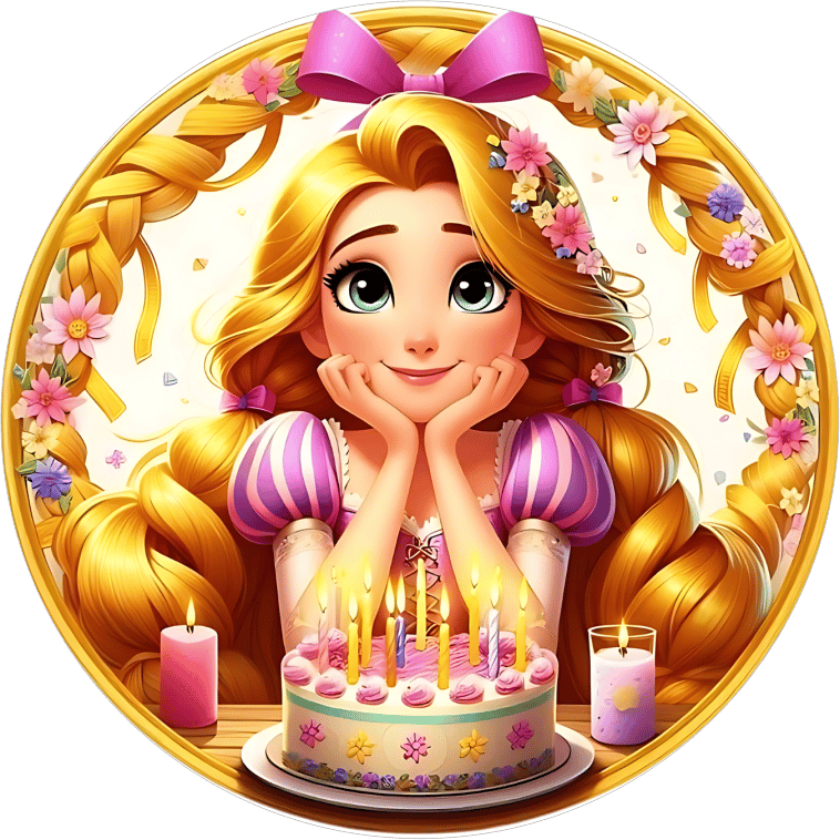 Yenilebilir Yuvarlak Pasta Resim Baskısı 20 cm Şekerli Kağıt Rapunzel Temalı 16