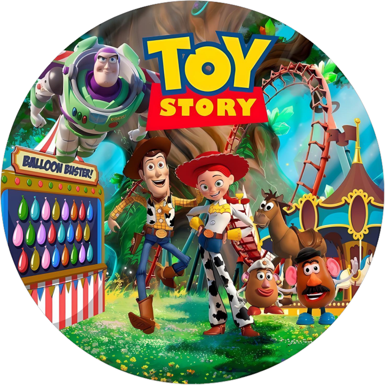 Yenilebilir Yuvarlak Pasta Resim Baskısı 20 cm Şekerli Kağıt Toy Story Temalı 13