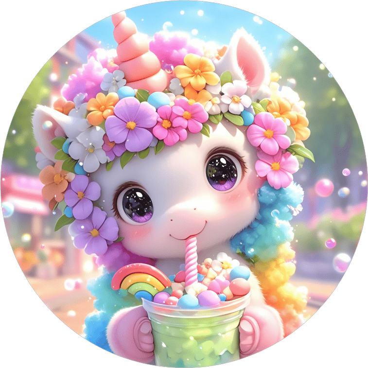 Yenilebilir Yuvarlak Pasta Resim Baskısı 20 cm Şekerli Kağıt Unicorn Temalı 139