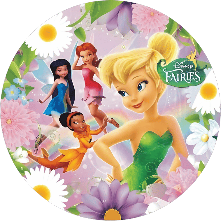 Yenilebilir Yuvarlak Pasta Resim Baskısı 20 cm Şekerli Kağıt Tinkerbell Temalı 10