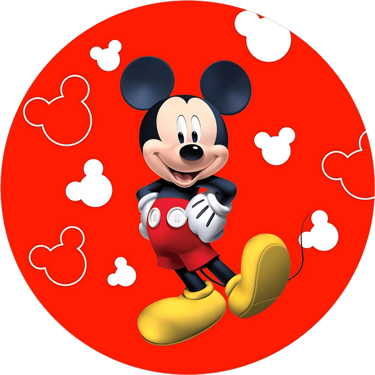Yenilebilir Yuvarlak Pasta Resim Baskısı 20 cm Şekerli Kağıt Mickey Temalı 54