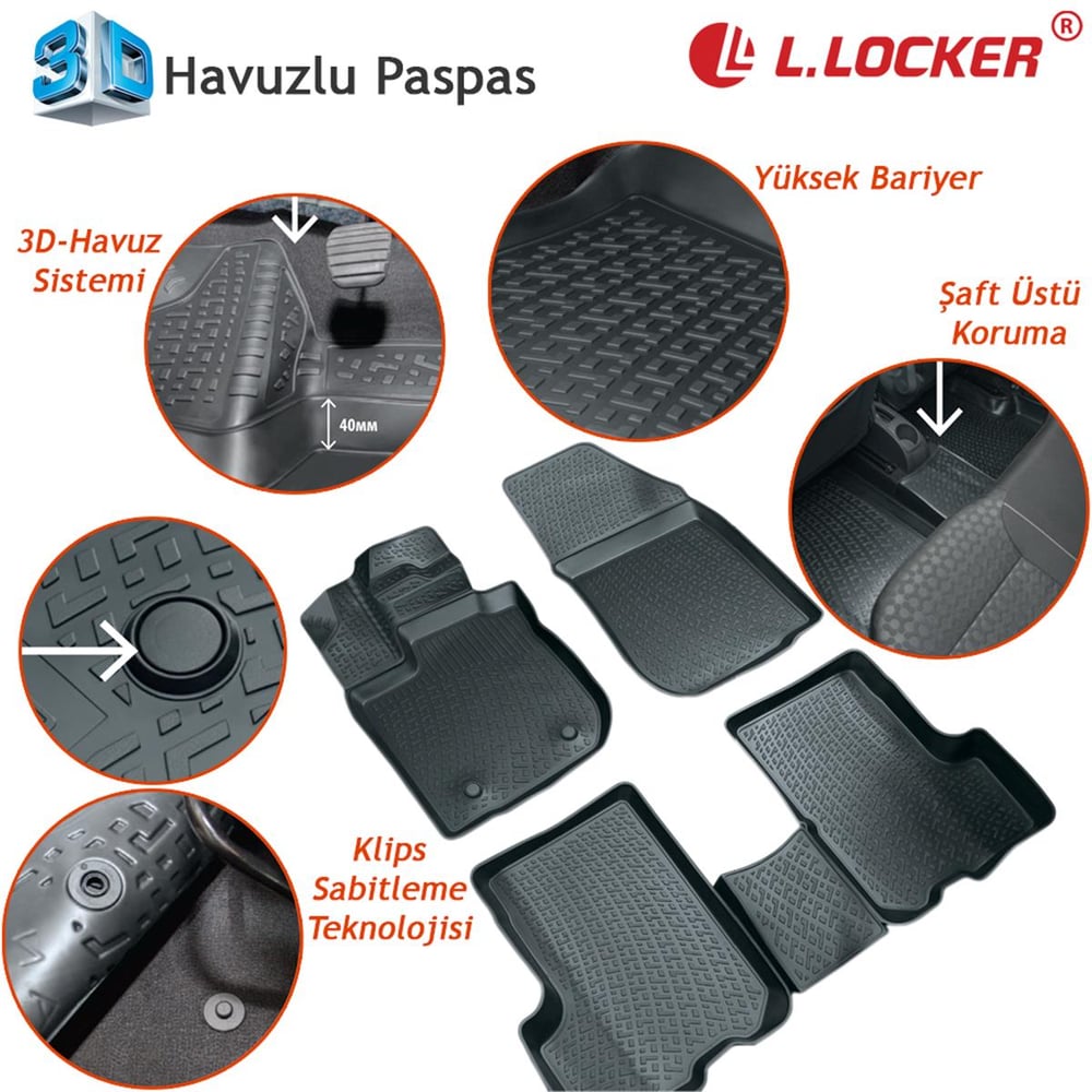 Rizline Opel Zafira B 2005-2014 3D Havuzlu Paspas