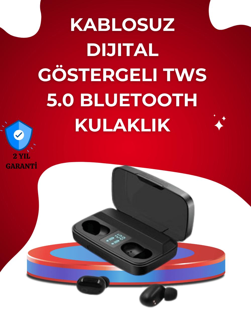 1800 mAh Güçlü Şarj Kutusu ile Bluetooth Kulaklık Seti
