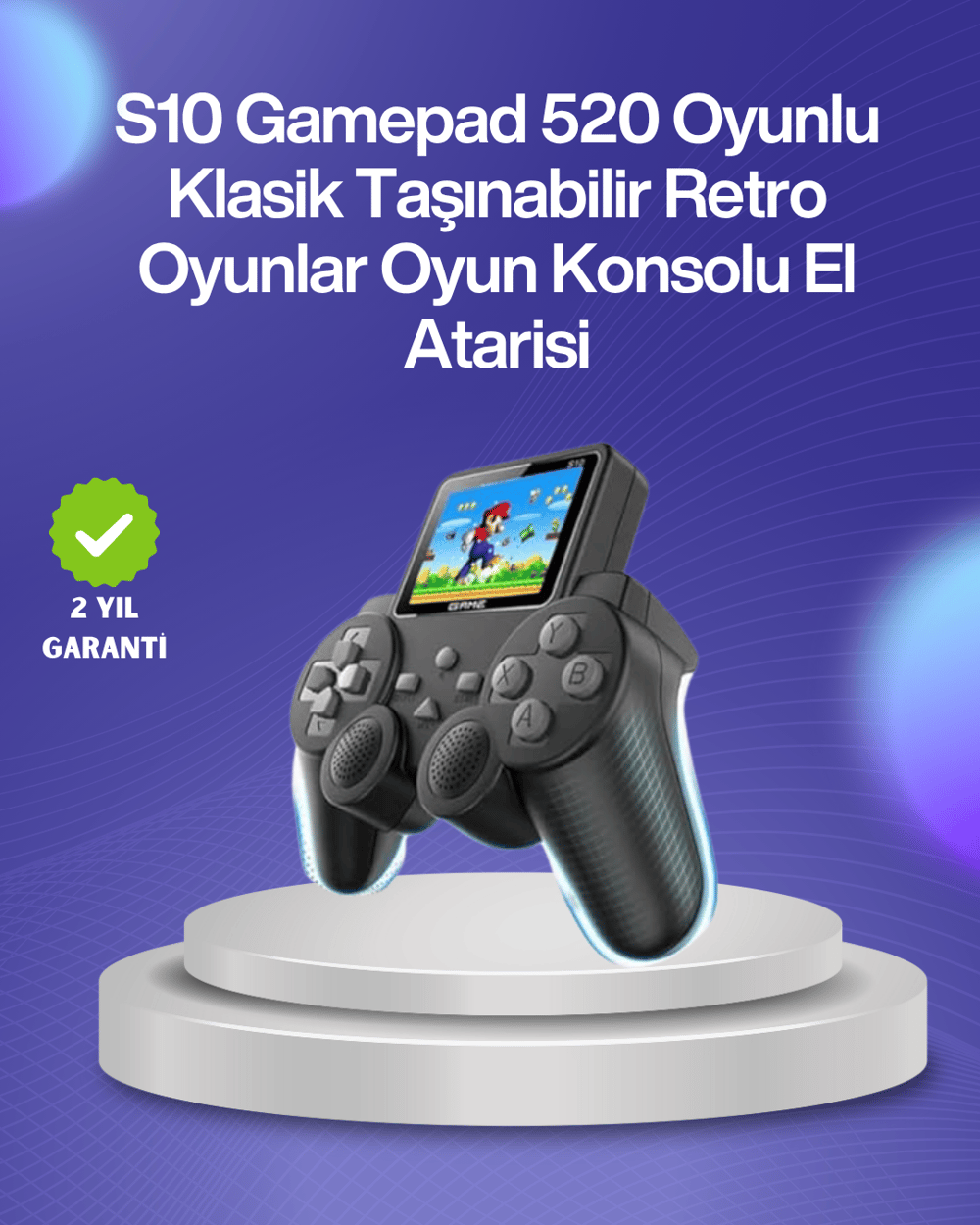 2.4 İnç Ekranlı 500 Oyunlu Taşınabilir Retro Oyun Konsolu, Şarjlı El Tipi Mini Oyun Makinesi, TV Bağlantılı Klasik Oyun Cihazı