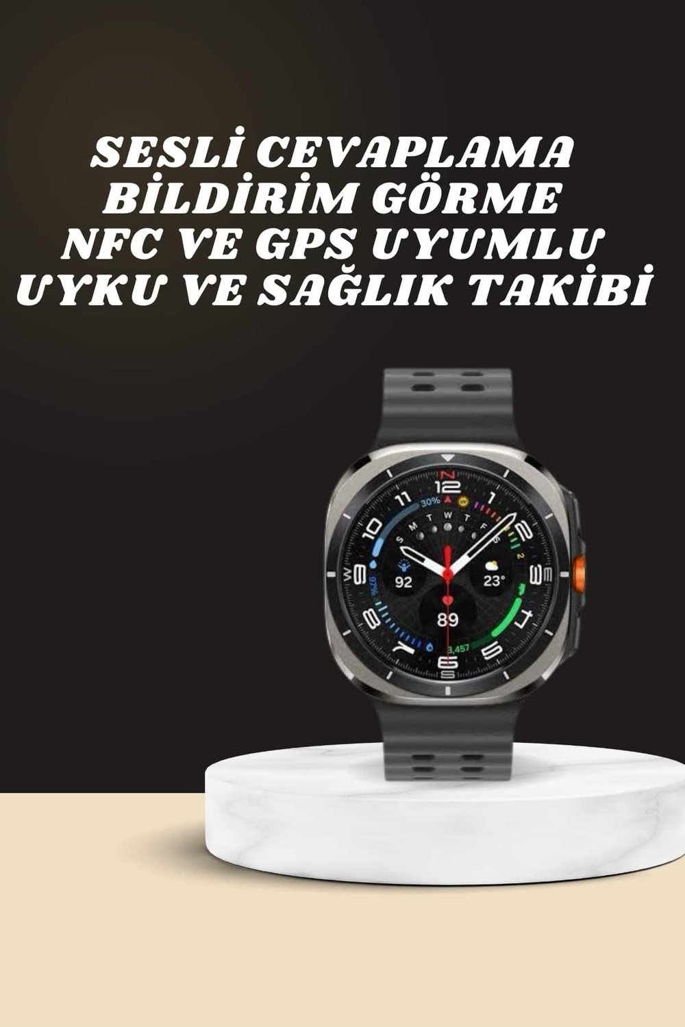 Akıllı Saat Amoled Ekran Bluetooth Bağlantılı Sağlık Takibi GPS Uyumlu